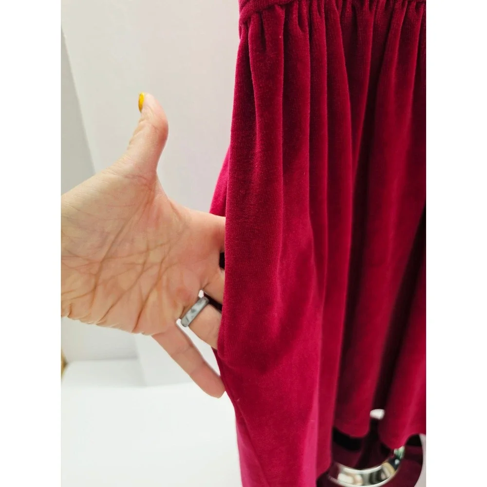 Cornelloki Kids Burgundy Red Velvet Embroidered Button Back Dress Size 3/4